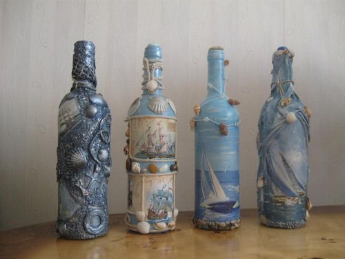 Декупаж бутылок: своими руками фото и мастер-класс, стеклянные сделать, видео-уроки как получить наросты кожей (бутылка, оформление) Декупаж бутылок: своими руками фото и мастер-класс, стеклянные сделать, видео-уроки как получить наросты кожей