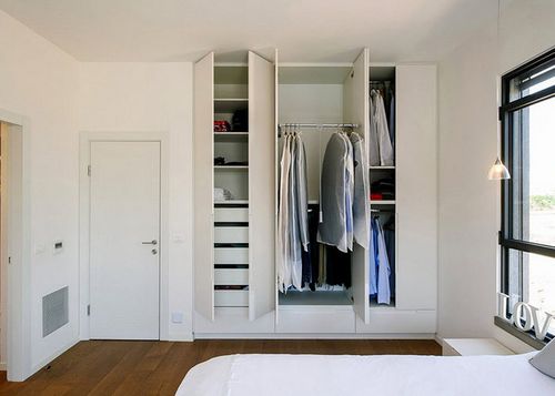 Дизайн интерьера однокомнатной квартиры с нишей, с кроватью. Фото 