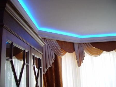 Подсветка потолка светодиодной лентой, потолок со светодиодной подсветкой
