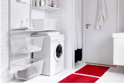 Шкаф для стиральной машины: стеллаж в ванной Икеа, навесные полки, шкафчик лиллонген