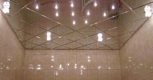 Зеркальные потолки в ванной комнате - различные типы, фото