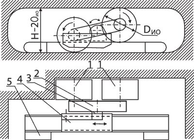 Структурно-компоновочная схема комбайна по патенту USA 4514012.