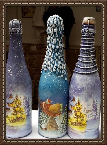 Декупаж бутылки шампанского на новый год мастер-класс: и новогодние фото, видео с МК