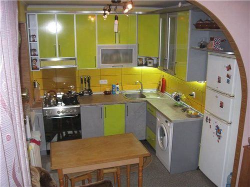 Дизайн кухни 5,5 кв со стиральной машиной и плитой: фото и видео