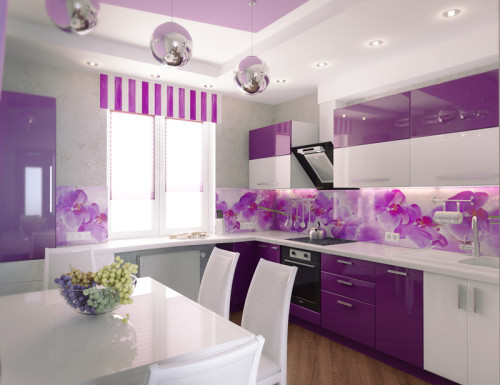 Какие обои для фиолетовой кухни выбрать?