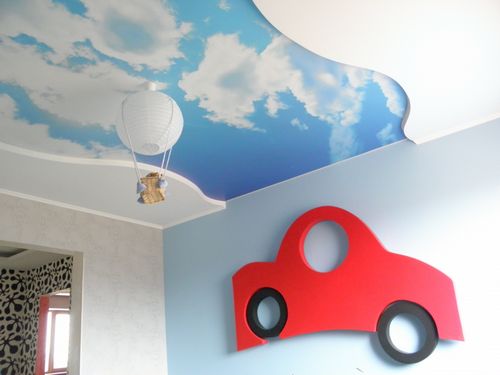 Потолок в детской комнате, фото. Оформление потолка в детской 