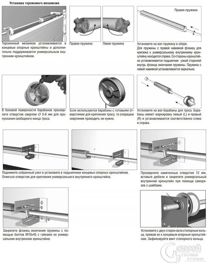 Установка дорхана. Торсионный механизм DOORHAN rsd02. Монтаж торсионного механизма секционных ворот Дорхан. Торсионные пружины для секционных ворот. Натяжка пружины секционных ворот Дорхан с 2 пружинами.